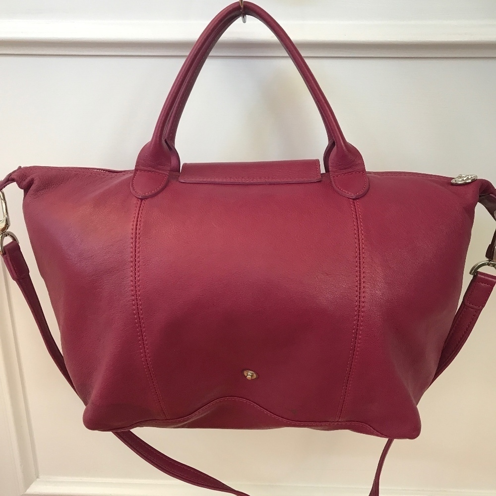 Longchamp Burgundy Leather Top-Handle Shoulder Bag - Picture 2 of 10